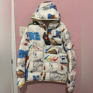 Ike Bold School puffer jacket men’s large white sneakers winter streetwear